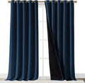NICETOWN 100% Blackout Blinds, Laundry Room Decor Window Treatment Curtains for Large Patio Sliding Door, Thermal Insulated Moroccan Blue Curtains for Bedroom, Set of 2, 70 inches x 108 inches by NICETOWN