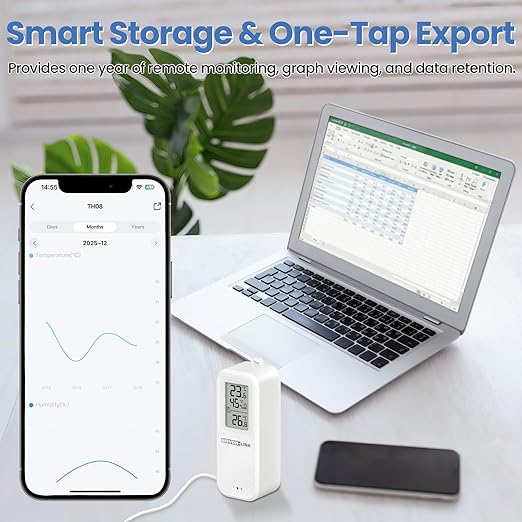 WiFi Refrigerator Thermometer Hygrometer with Alarm, Freezer Temperature with Probe, Wireless Digital Fridge Thermometer Humidity Sensor, Free Data Export for Home Kitchen Fridge Tub (with Battery) - Image 7