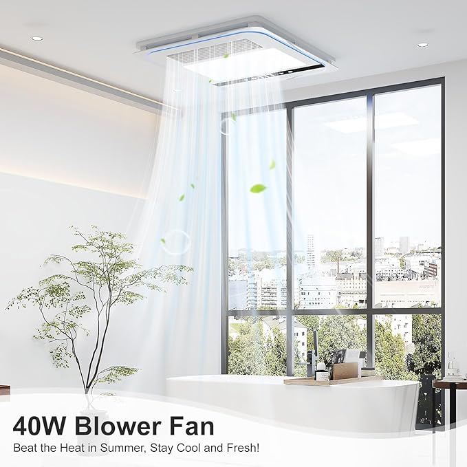 4 in 1 Bathroom Exhaust Fan with Light, 1760W Bathroom Heater Fan Light Combo, 190 CFM 1.0 Sone Exhaust with Heater, Ventilation for Home, Bath, Hotel - Image 5