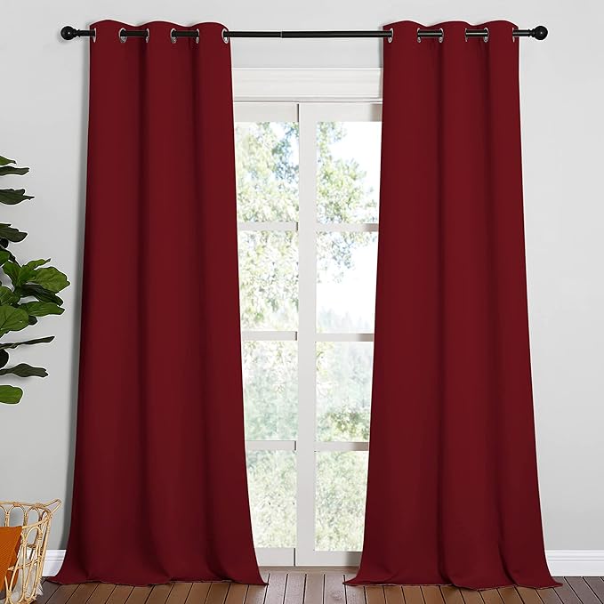 NICETOWN Christmas Burgundy Red Blackout Drapes - Window Treatment Light Blocking Privacy Curtain Panels for Window Decoration (Set of 2, 42 inches by 90-inch) - Image 2