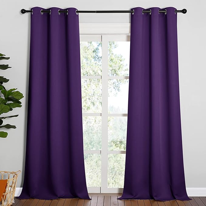 NICETOWN Thick Blackout Curtain and Drapes - Thermal Insulated Grommet Top Window Draperies for Bedroom, Block Out Light Curtain Panel (Royal Purple, 42 x 90, Pack of 2) - Image 2