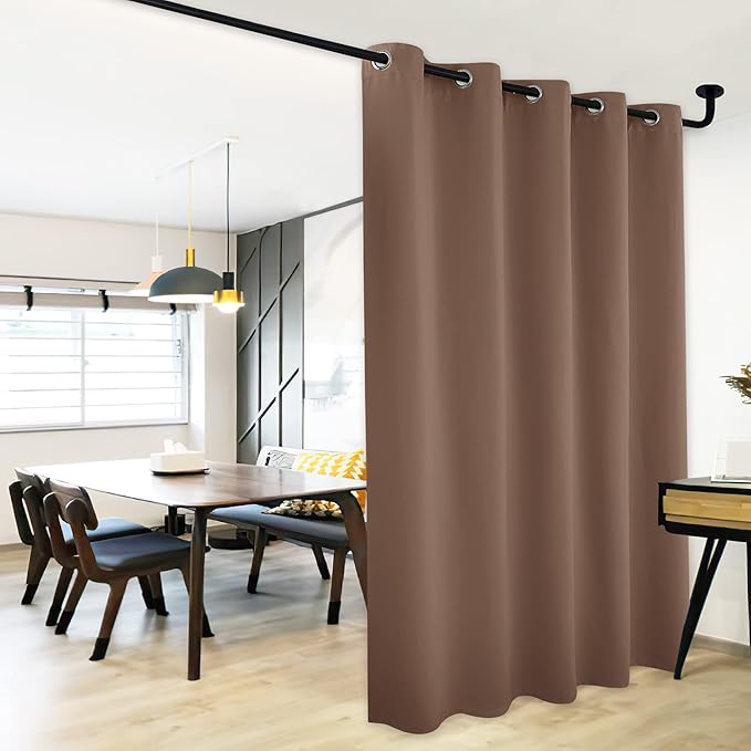 NICETOWN Blackout Blinds for Patio Door, Sliding Door Insulated Blackout Curtains, Extra Wide Curtain with Grommet Top for Villa/Hall/Parlor (Cappuccino, 70 inches W x 84 inches L) by NICETOWN
