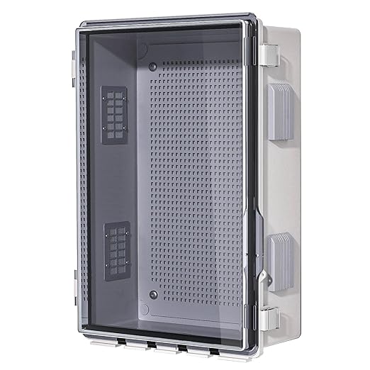ABS Electrical Junction Box, Ventilated Design, Cable Grommets, IP65 Waterproof Enclosure, Indoor/Outdoor Use with Mounting Panel. (Clear Cover, 15.7"x11.8"x7.1") by ANIMACYN