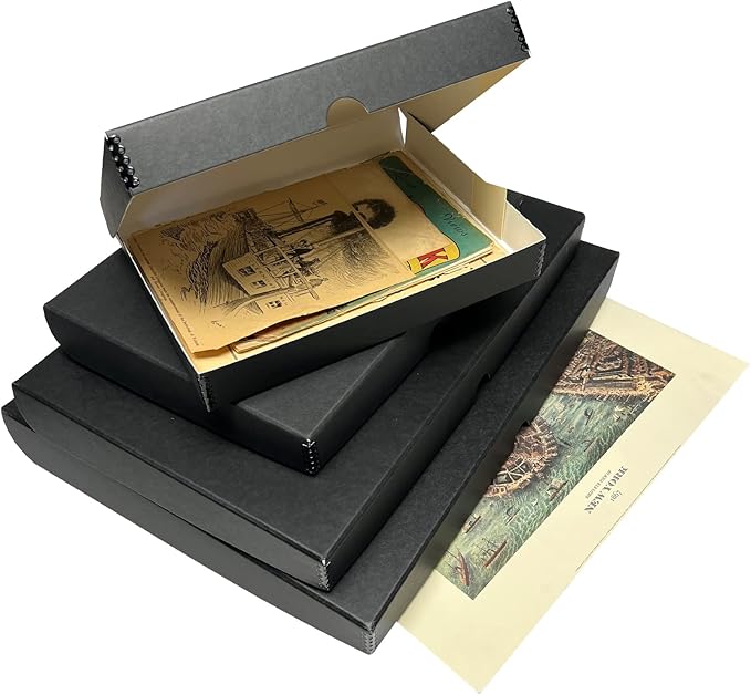 Lineco Clamshell Folio Storage Box, 16.5" x 20.5" x 1.75" Prints, Metal Edge Archival Boxboard, Color: Black - Image 5