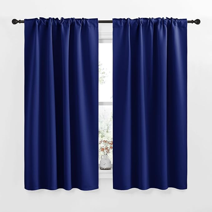NICETOWN Blackout Curtain Panels for Living Room - (Royal Blue Color) 34x63 Inch, 2 Panels Set, Thermal Insulated Room Darkening Blackout Drapes/Draperies with Rod Pocket & Back Tab for Window - Image 2