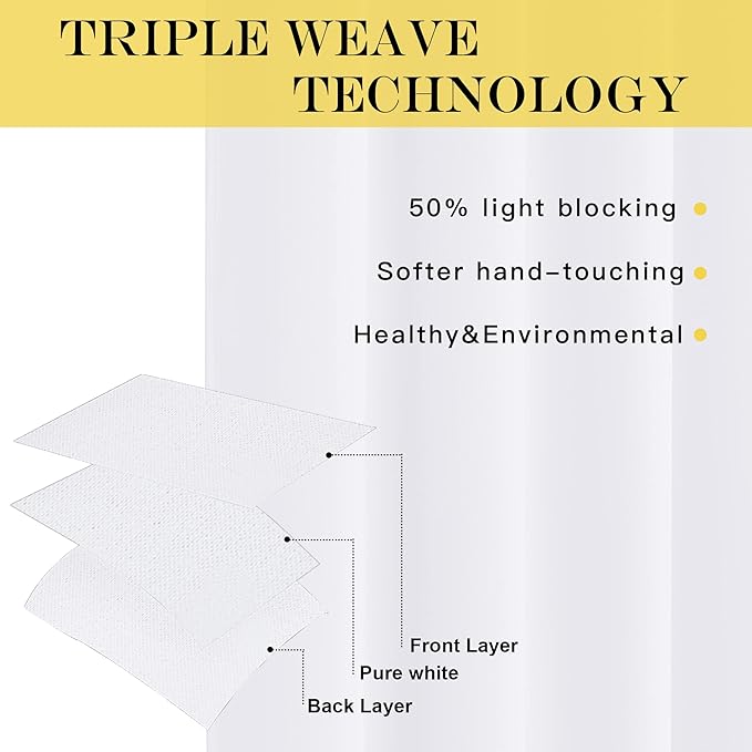 NICETOWN Room Divider Curtain 132 Inches Long, Wide Blackout Sliding Door Curtain for Bedroom, Room Darkening Privacy Window Curtain for Patio Door (1 Panel Set, White, 80 x 132 Inch) - Image 3