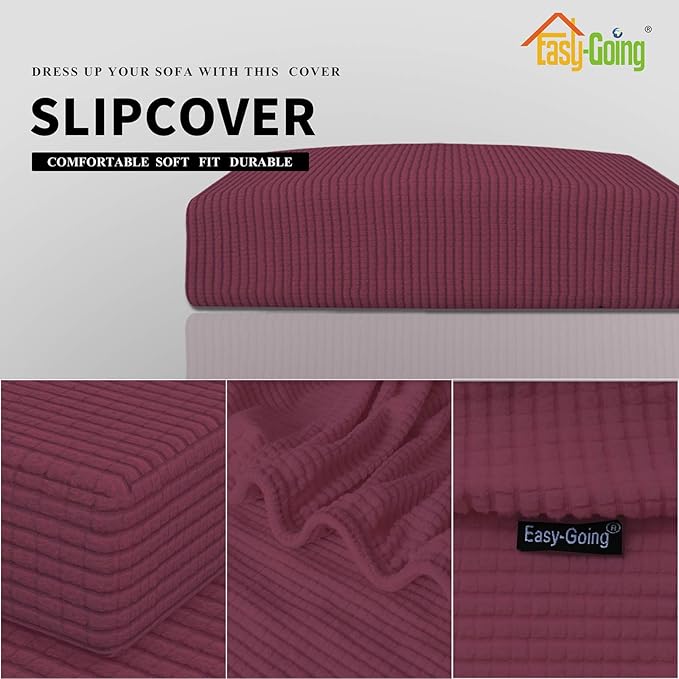 Easy-Going Stretch Loveseat Cushion Cover Sofa Cushion Furniture Protector Sofa Seat Sofa Slipcover Sofa Cover Soft Flexibility with Elastic Bottom(Loveseat Cushion, ASH Rose) - Image 3