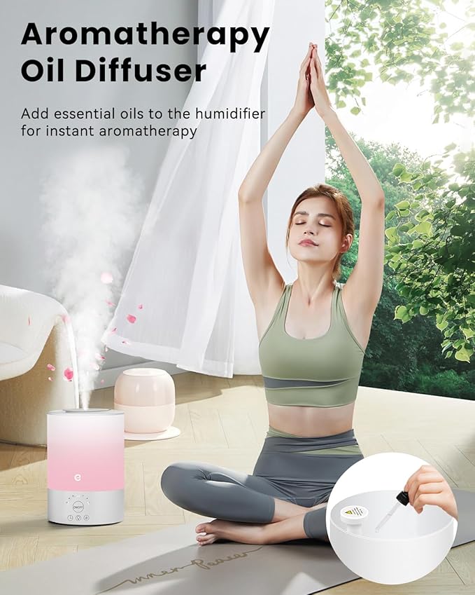 Esemoil Smart Humidifiers for Bedroom, 2.5L Top Fill Cool Mist Humidifiers with Essential Oil Diffuser, Humidity Setting, APP & Alexa Voice Control, Nightlight, Timer, Quiet Operation, Auto Shut-Off - Image 7
