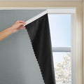 Magic Tape Stick on Portable Curtains for Windows,Bedroom Blackout Curtains for - Thermal Lnsulated No Drill Curtains Room Darkening Black Small Drapes(1 Panels,35Wx54L inch-Silver Gray) by JILRON
