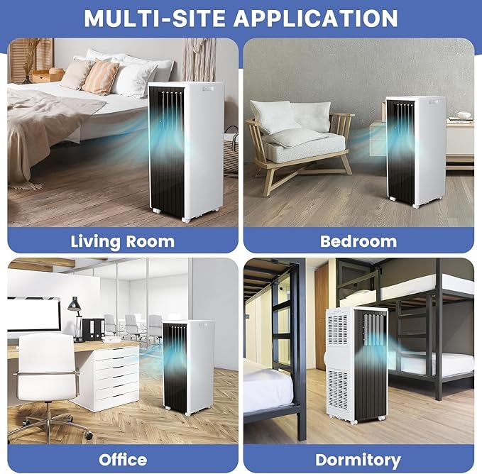 8000 BTUs Portable Air Conditioner with Efficient Cooling, Quiet Portable Cooling AC Up to 350 Sq.Ft. with Dehumidifier, Fan, Sleep Modes, 3-in-1 AC Unit with 24H Timer, Black & White Cover - Image 5