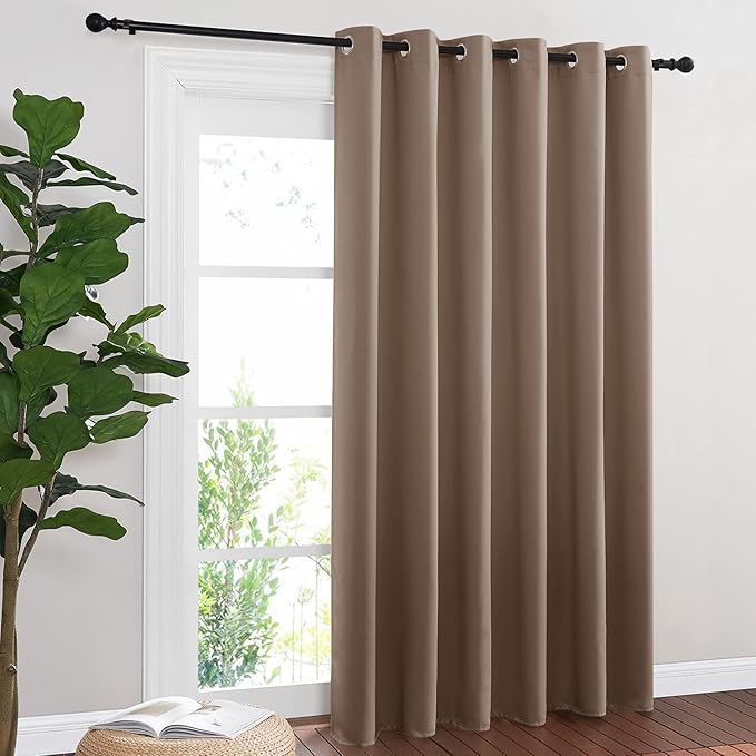 NICETOWN Blackout Blinds for Patio Door, Sliding Door Insulated Blackout Curtains, Extra Wide Curtain with Grommet Top for Villa/Hall/Parlor (Cappuccino, 80 inches W x 84 inches L) by NICETOWN