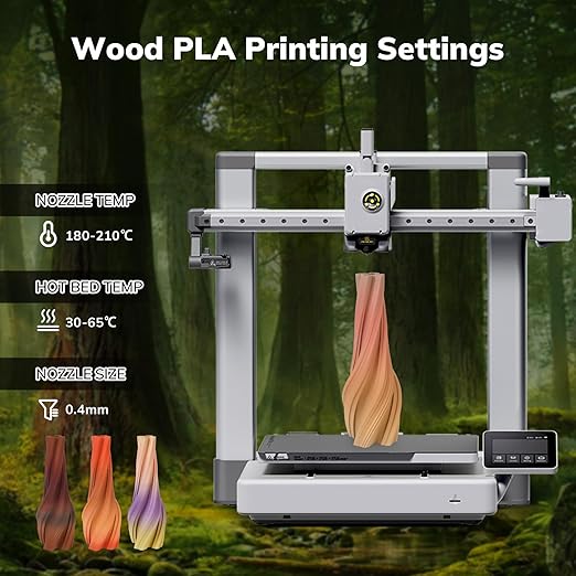 AMOLEN Wood Pla 3D Printer Filament Wood Pla Gradient Matte Finish Bundle 1.75mm, Dimensional Accuracy +/- 0.02mm, 200gx4 Spools for All FDM Printers - Image 5