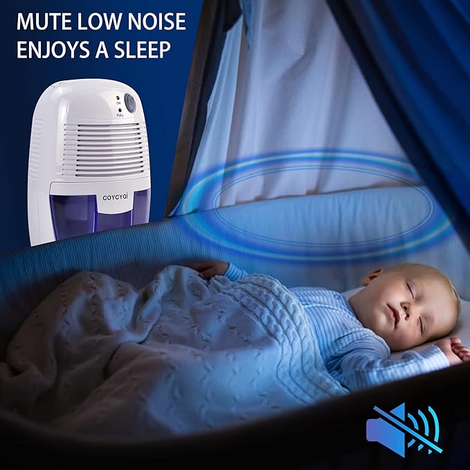 Small Dehumidifier,12V3A adapter，1200 Cubic Feet (215 sq ft) Portable Mini Dehumidifier Quiet Use for High Humidity in Home, Bathroom, Bedroom, Office, Basements, Wardrobe Closet,RV - Image 4