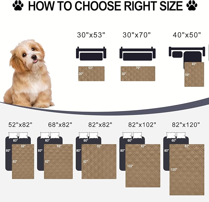 Smiry Reversible Waterproof Couch Covers for Sofa, Washable Dogs Pet Couch Covers for 3 Cushion Sofa Pet Friendly, Water Resistant Furniture Protector Slipcover, Geometric (40"x50", Camel/Beige) - Image 6