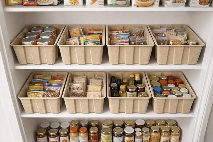 Durable Eco Storage Bins – 14.5 Qt - Plastic-Free - Stackable Boxes with Lids - Home Office, Toy Room, Art, Pantry Storage - Strong Fiber for Dry Use - 2-Pack (13.8 x 10.2 x 5.9 Inch) - Image 6