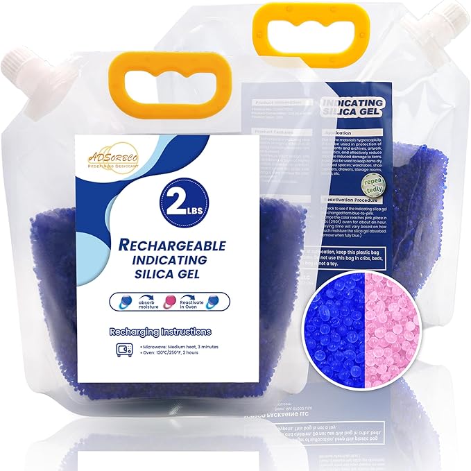 Premium Blue to Pink 3mm Silica Beads, Reusable Desiccant Bulk for 3D Filament, Electronics, Cameras, Jewelry, and Safes (Blue to Pink, 2 LBS) by SorbcoPackagingLLC