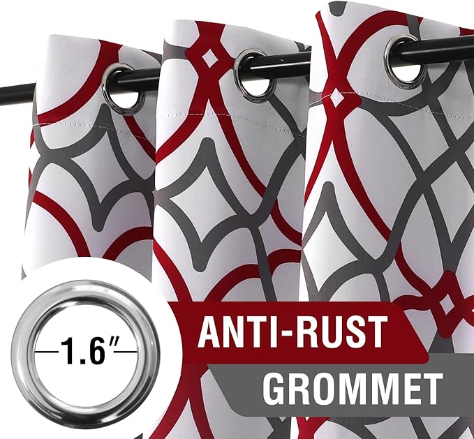 H.VERSAILTEX Blackout Curtains 108 inch Length 2 Panels Set Thermal Curtains & Drapes Window Treatment Noise Reducing Geometric Modern Grommet Living Room Curtains for Bedroom - Burgundy and Gray - Image 3
