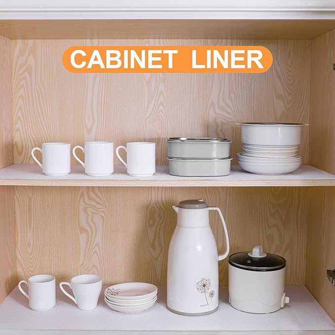 FLPMIX Shelf Liner 30 inch Wide - Large Waterproof Under Sink Mat 30 X 240 Inch White - Easy to Cut Cabinets Liners for Kitchens Cupboard Drawer - Image 2