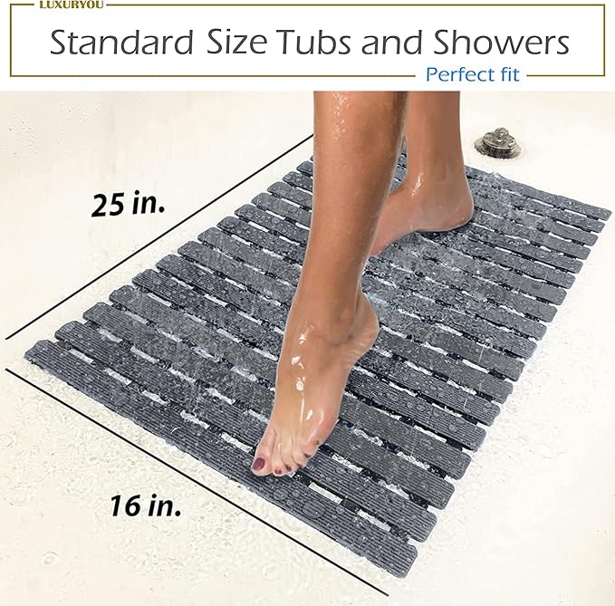 Non Slip Bathtub Mat | Double-Layered Shower Floor Mat with Suction Cups | EZ-Dry Construction | Non-Toxic, BPA, Latex, Phthalate, PVC Free (Mist) - Image 6