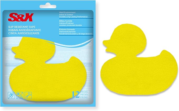 S&X Bathtub Non Slip Stickers for Kids, 12-Pack Cartoon Duck Shower Non Slip Stickers - Comfortable High Grip On Slippery Surfaces by SXProducts