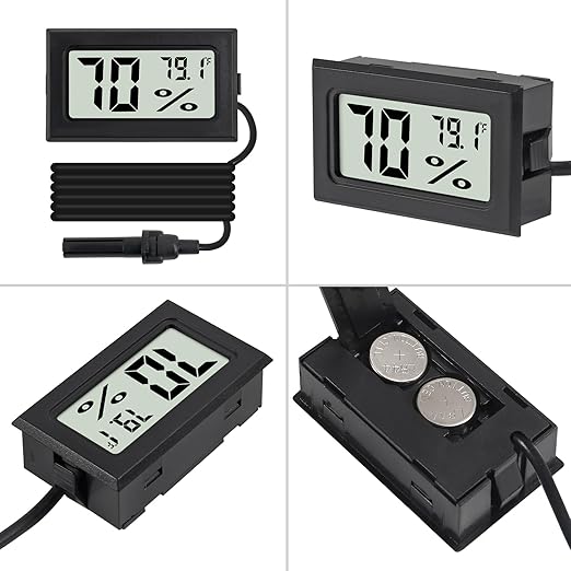 3Pcs Fahrenheit Thermometer Hygrometer Mini Digital with Probe Electronic Temperature Humidity Gauge Meters Indoor LCD Display for Humidors,Greenhouse,Garden,Incubator Reptile Terrarium - Image 4