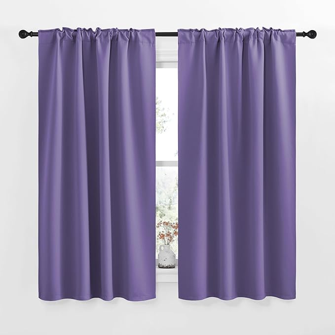 NICETOWN Blackout Curtain Panels for Living Room - (Lilac Blue Color) 34x48 inch, 2 Panels Set, Room Darkening Blackout Drapes for Window - Image 2