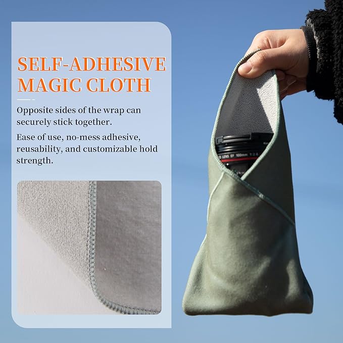 Camera Protective Wrap, Lens Protector, Magic Self-Adhesive Cloth for DSLR/Camera Lens/Phone/Accessories, 13.8''*13.8'' - Image 2