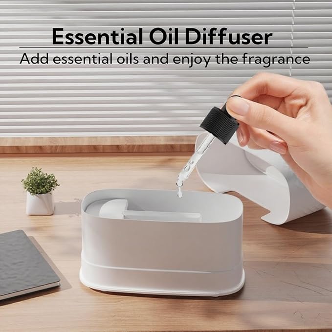 Portable Small Humidifier Dual Nozzle - Large Cool Mist Humidifiers Double Spray Ports, Water Shortage Protection, Ultra-Quiet, Mini Humidifier for Bedroom Plants Office Car Travel (Flame White) - Image 4