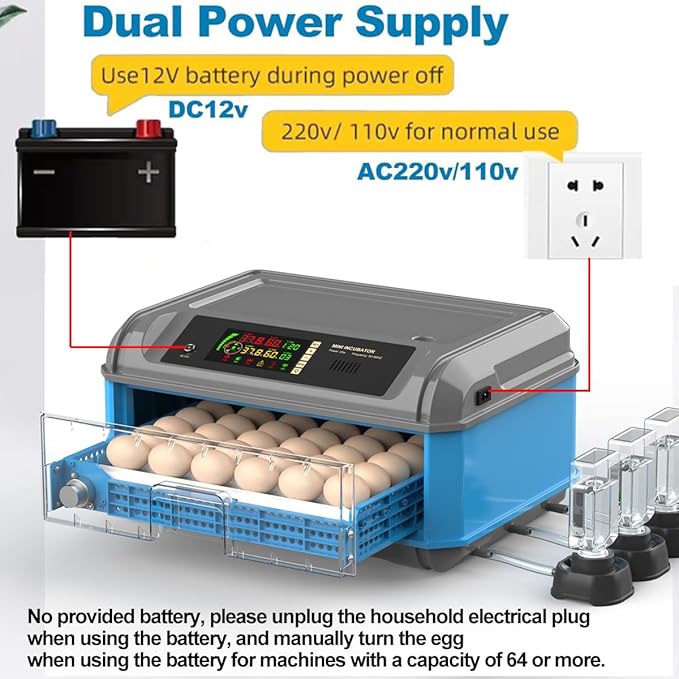 Upgraded Egg Incubator for Hatching Eggs - Chicken Egg Incubator with Automatic Egg Turning, Humidity Control, Water Adding System, Egg Candler, Ideal for Chicken, Duck, Quail Eggs (36 Eggs) - Image 7