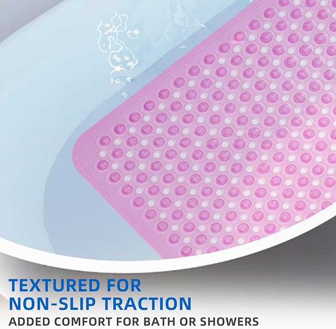 ZHICHENG Bath Tub and Shower Mats, Non-Slip 39 x 16 Inch Extra Long Bath Mat, Machine Washable Bathtub Mat with Drain Holes, Suction Cups for Bathroom (Color Red) - Image 4