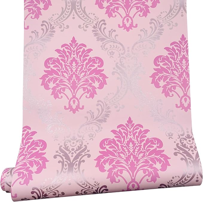 Yifely Vintage Pink Damask Self-Adhesive Shelf Drawer Liner Moisture Proof PVC Mat 45x300cm by Unknown