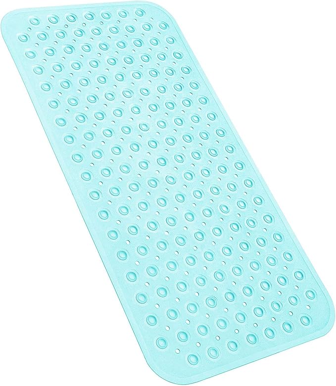 YINENN Bath Tub Shower Stall Mats 31x15.5 Inch Non-Slip and Latex Free, Bathtub Mat with Suction Cups, Machine Washable Bathroom Mats with Drain Holes (Green) by YINENN