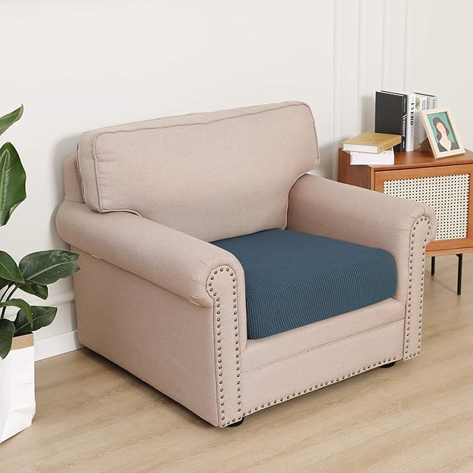 Easy-Going Stretch Chair Cushion Cover Sofa Cushion Furniture Protector Sofa Seat Sofa Slipcover Sofa Cover Soft Flexibility with Elastic Bottom(Chair Cushion, Bluestone) - Image 2