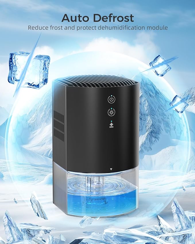 Small Dehumidifiers for Bathroom, Bedroom, Dorm Room, Home, RV, Closet, Wardrobe, Office, Portable Dehumidifier with Auto Shut Off, Auto Defrost, Colorful Light, Ultra Quiet, Energy Saving, 35 OZ - Image 7
