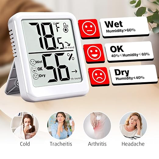 4-Pack Room Thermometer Indoor Hygrometer, Small Digital Temperature and Humidity Monitor Sensor, Temperature Humidity Gauge Meter for Home Baby Room, Plants, Pets - AAA Battery Included - Image 6