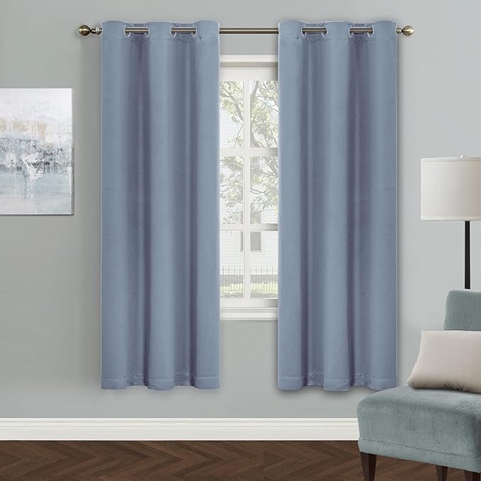 MYSKY HOME Door Curtains for Doorway Dusty Blue Closet Curtain for Living Room Grommet Room Darkening Curtain for Bedroom Thermal Insulated Blackout Curtain, 1 Curtain Panel, 42 x 72 Inch - Image 8