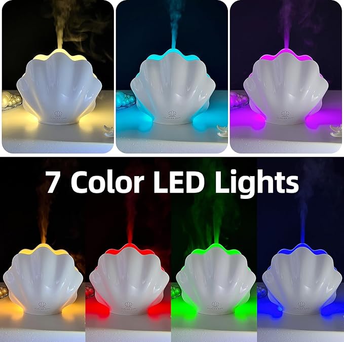 Essential Oil Diffuser 260ML, Shell Aroma Diffuser with Remote Control, 7 Colors LED Night Light for Bedroom Home Relaxation, Valentines Day Gifts - Image 5