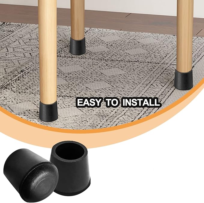 Piutouyar Round PVC Rubber Furniture Covers, 25mm / 1 Inches Table Chair Leg Tip Protectors, Non-Slip End Cap for Protect Surfaces, Black (20Pcs) - Image 4