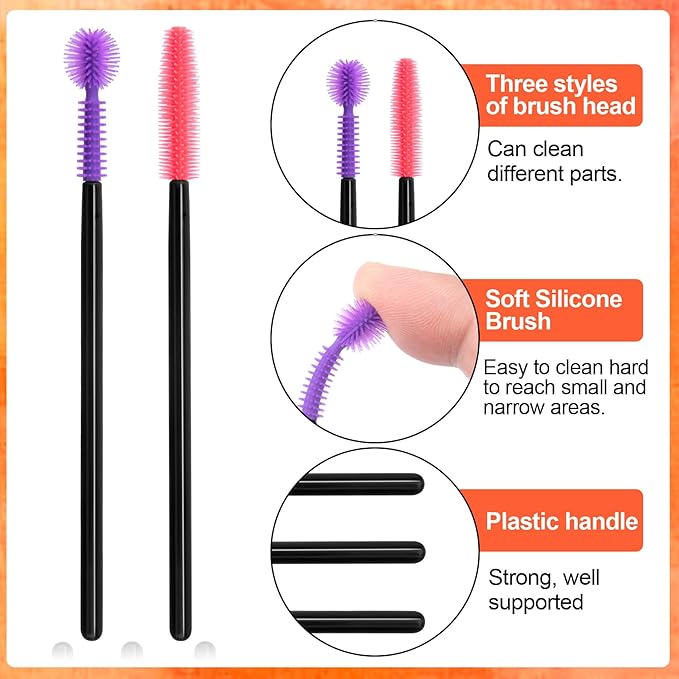 12pcs Silicone Crevice Cleaning Brushes, 3 Styles Small Sewing Machine Cleaner, Reusable Nook and Cranny Brushes for Keyboards, Gaps, Crafts - Purple Red - Image 4