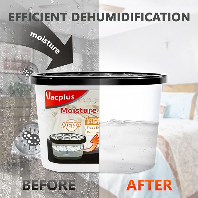 Vacplus Moisture Absorbers 6 Pack, Portable Humidity Absorber Boxes for Your Bathroom, Closet & Car, Dehumidifier with Activated Carbon, 10.5 Oz - Image 7