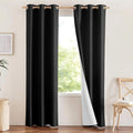 NICETOWN Vintage Open Linen Weave Flax Thermal Curtains, 100% Blackout Curtains 84 inches Long for Dining Room, Soundproof Window Treatment Drapes for Hall Room, Black, 42" Wide Per Panel, Set of 2 by NICETOWN