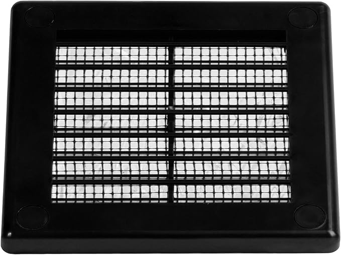 5-Pack 4" x 4" (Outer Size) Square Air Vent Cover – Black Plastic Vent Deflector - Screen Mesh, Surface Mount Wall Ceiling – Cold Air Return Soffit Air Vent Cover - Register Indoor Outdoor - Image 8