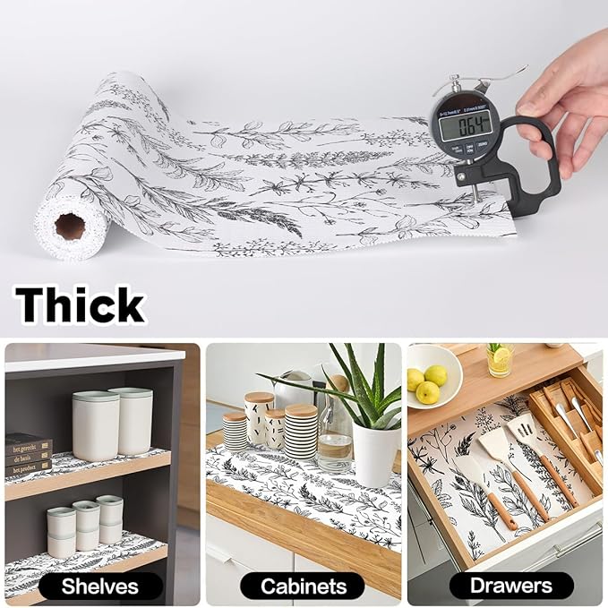 Shelf Liner for Kitchen Cabinets,Non Adhesive Cabinet Liner,Non-Slip Drawer Liner,Waterproof Shelf Liner Easy to Clean Strong Grip Liner for Cabinets,Drawers,Cupboard，(Floral 12in x 16.4FT) - Image 4