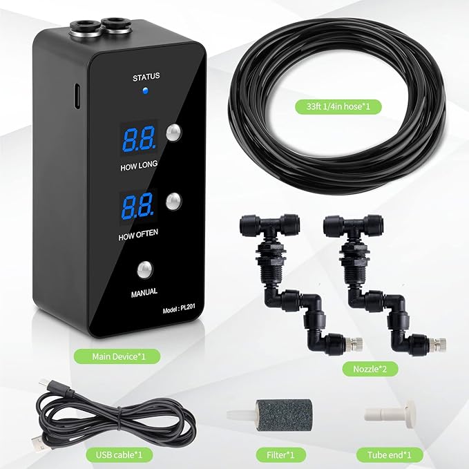 moistenland Reptile Humidifier, Misting System for Terrariums, Automatic with Adjustable Spray Nozzles, Black - Image 7