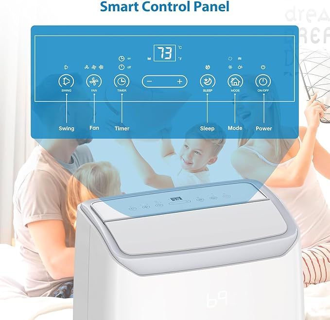 14000Btu Portable Air Conditioner Cools up to 750 Sq.Ft, 3-in-1 Quiet Portable AC Unit with Remote Control & Installation Kits for Large Room, 3 Speed, Auto Swing, 24H Timer - Image 5