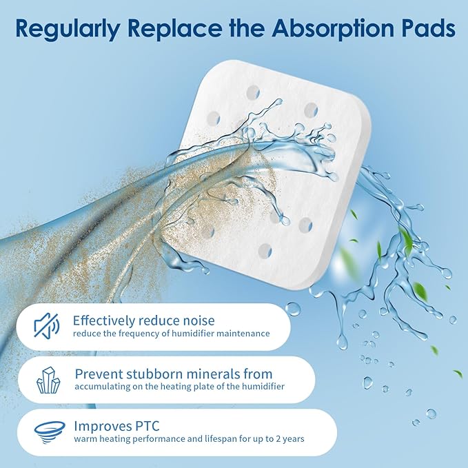 32-Pack Mineral Absorption Pads for Humidifiers, Compatible with Dreo Humidifiers HM713, HM713S/813S and HM717S, Reduce Limescale, Improve Humdification Efficiency - Image 3
