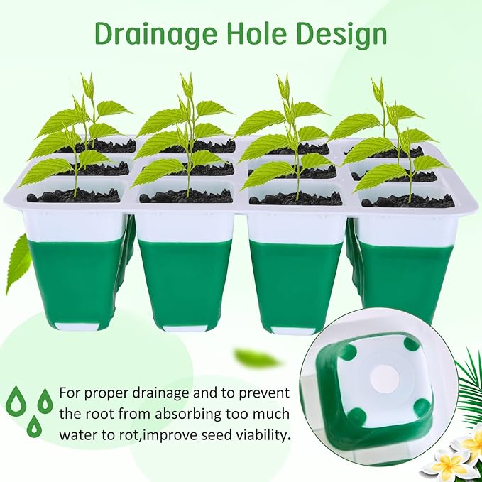 5 Packs Seed Starter Tray with Grow Light, Reusable Pop-Out Seed Starter Kit, 60 Cells With Humidity Domes, Indoor Gardening Plant Germination Trays for Seeds - Image 5