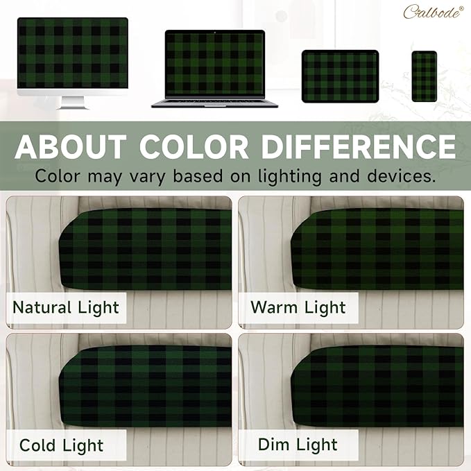 8Pcs High Elastic Sofa Seat Cushion Cover for Christmas, Reusable Print Green Checked Stretch Couch Cushion Slipcover for Outdoor Furniture Protector Replacement,Soft & Comfortable for Winter - Image 7