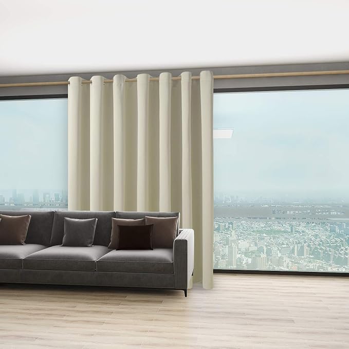 BONZER Room Divider Blackout Curtain Extra Wide Room Darkening Total Privacy Wall Noise Reducing for Apartment, Studio, 108L x 120W Inch (9L x 10W ft), 1 Panel, Cream - Image 6