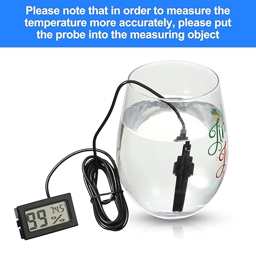 Weewooday Mini Digital Temperature Humidity Meters Gauge with Probe Gauge LCD Fahrenheit Display Thermometer Hygrometer for Incubator Reptile Plant Greenhouse Chicken Coop Garden(Black, 6 Pieces) - Image 4